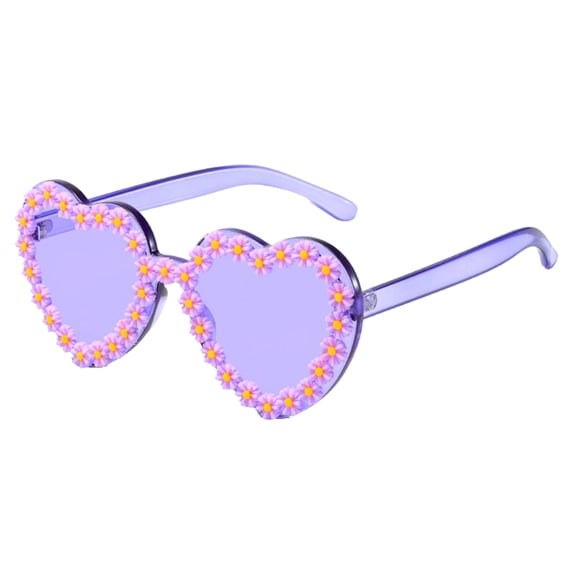 Lumistal Heart Shape Sunglasses for Women Cute Fun UV Protection Lightweight Sun Glasses for Women Style Rimless Package Sunglasses Party Concert Vacation Photo Prop Purple One Size