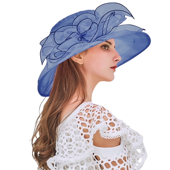Lumistal Kentucky Derby Hats for Women Womens Summer Dress Hat Wide Bridal Shower Hat Sun Hats Hat Fascinator Hats for Women Blue One Size
