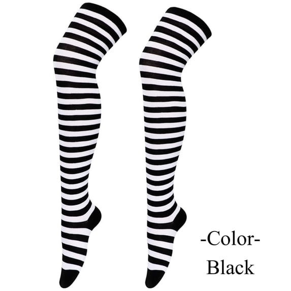 Lumistal Knee High Stockings Christmas High Long Stockings Over Knee Socks Christmas Cosplay Party Costumes Socks Knee High Long Striped Stocking Socks 1 Pair Thigh High Stockings One Size