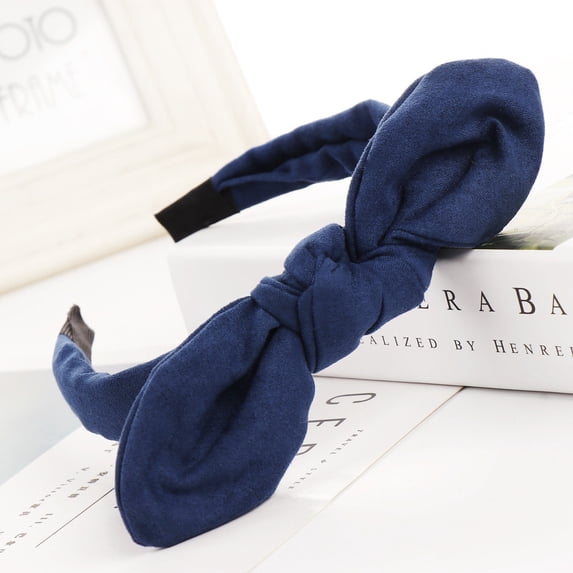Lumistal Knotted Bow Headbands for Women Wide Headbands Hair Accessories Knot Headband with Bow Fashion Bow Knot Hairband Women Hair Head Hoop Simple Sweet Headband Navy One Size