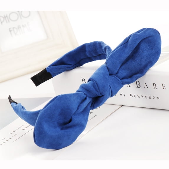 Lumistal Knotted Bow Headbands for Women Wide Headbands Hair Accessories Knot Headband with Bow Fashion Bow Knot Hairband Women Hair Head Hoop Simple Sweet Headband Blue One Size