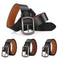 thumbnail image 1 of Lumistal Men Leather Belt Soft Leather Needle Buckle Belt Men Cowhide Casual Vintage Pants Classic Stretch Waist Belt Adjustable Casual Belt for Jeans Pants Black 120, 1 of 6