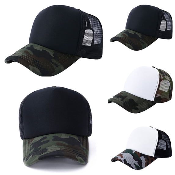 Lumistal Mens Trucker Hat Structured Mesh Baseball Cap Adjustable Classic Mens Hat Camouflage Mesh Baseball Cap Blank Visor Sun Hat Adjustable Baeball Caps Unisex White One Size