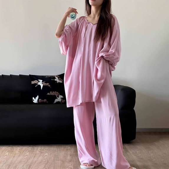 Lumistal Pajama for Women Sets Casual Oversized Tshirt and Pant Home Wear Daily Comfort Breathable Thin Soft Pajamas Set Skin Friendly Lounge Sets for Women M