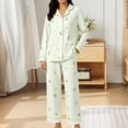 thumbnail image 1 of Lumistal Pajama for Women Sets Long Sleeve Button Down Shirt and Capri Pant Cute Patterned Fall Comfy Soft 2 Piece Pajamas Set With Pockets Lounge Sets for Women XXL, 1 of 4