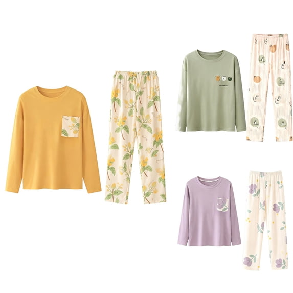 Lumistal Pajamas Set for Women Printed Pajama Set Soft Warm Loungewear Nightwear Long Sleeve Shirt and Pant 2 Piece Pj Sets Fall Sleepwear Cozy Womens Winter Lounge Sets for Women
