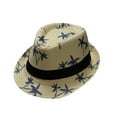thumbnail image 1 of Lumistal Panama Hats for Men Women Beach Hat Wind Travel Tree Printing Straw Jazz Hat Seaside Sun Hat Fedora Hat Sun Protection Packable Roll Up Trilby Cap Sun Hats for Men Beige One Size, 1 of 1
