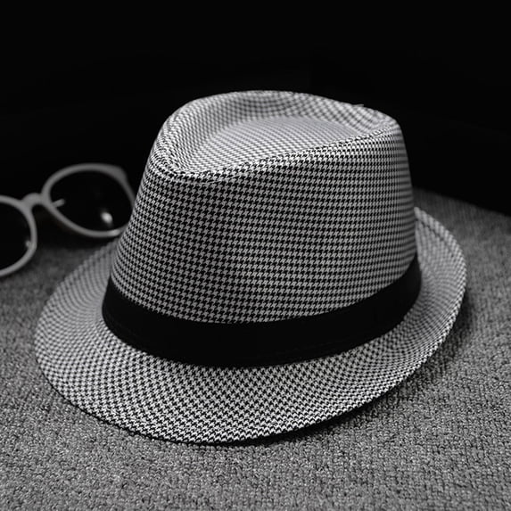 Lumistal Panama Hats for Men Women Retro Jazz Hat British Sun Hat Travel Fedora Hats Short Brim Party Hats Sun Hats for Men Black One Size