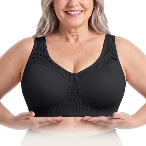 Lumistal Push Up Bra Breathable Wireless Sports Bra Wide Strap Racerback Comfort Bra Pull On Everyday Support Bra For Elderly Ladies Sports Bras for Women M