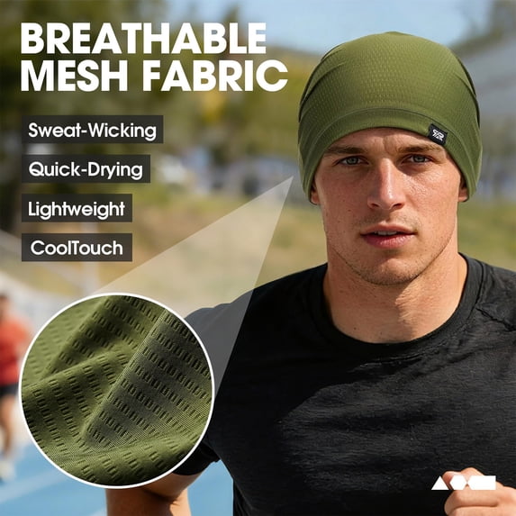 Lumistal Skull Caps for Men Cap Beanie Men Women Breathable Mesh Skully Hat For Running Gym Summer Breathable Hat Beanie for Men Green One Size