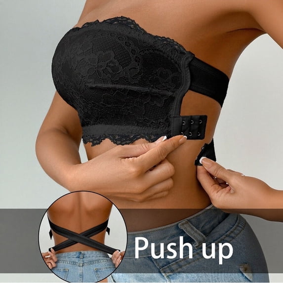Lumistal Strapless Bra for Women Lace Bra Wireless Tube Top Bandeau Strapless Bras Seamless Stretchy Chest Wrap No Slip Everyday Bra Bras for Women No Underwire M