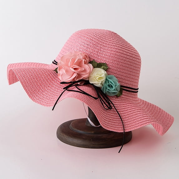 Lumistal Sun Hat for Women Ladies Wide Straw Foldable Travel Sun Hat Summer Beach Caps Straw Sun Hats for Women Watermelon Red One Size