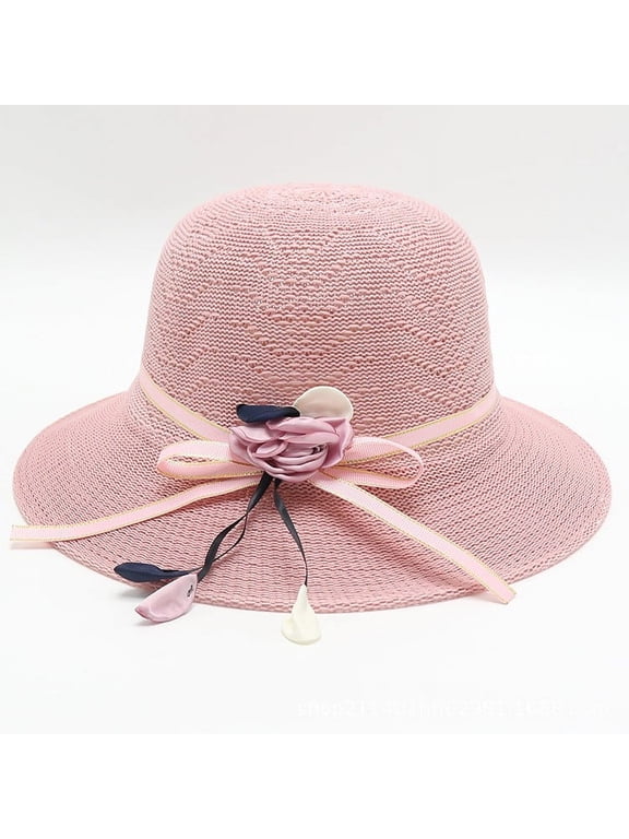 Sun Hat for Women Travel Small Fresh Big Gets Beach Sun Hat Cool Hat Seaside Sun Hat Sunshade Hat Straw Sun Hats for Women Pink one size