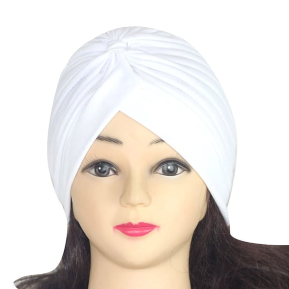 Lumistal Turbans for Women Soft Pre Tied Knot Pleated African Head Wraps Cancer Turban Cap Chemo Headwrap Head Wear Turban Ear Cap Satin Bonnet Cap S One Size
