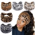 thumbnail image 1 of Lumistal Wide Headbands for Women Leopard Print Stretchy Absorbed Sport Headband Turban Head Sport Workout Non Slip Soft Twist Headbands for Daily Life Yoga Workout Khaki One Size, 1 of 6