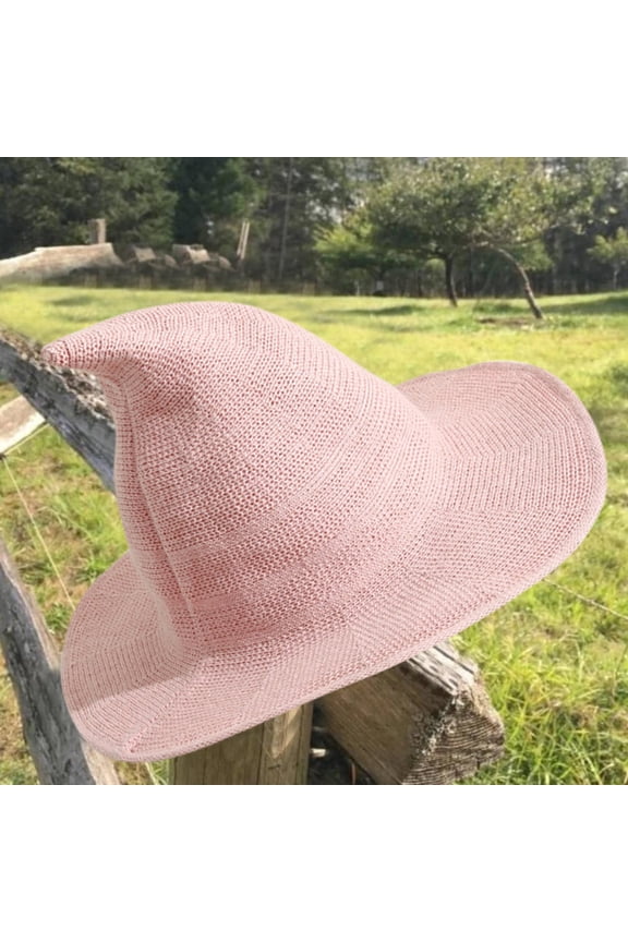 Witch Hat for Women Women Cap Warm Hat Foldable Summer Large Brim Witch Crochet Baseball Caps Modern Witch Hat Pink One Size