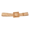 thumbnail image 1 of Lumistal Women Woven Belt Elastic Casual Summer Printed Belt Stretch Skinny Belt With Wooden Square Buckle Belt for Womenor Cinching Flowy Dresses and Tunic Tops Khaki One Size, 1 of 2