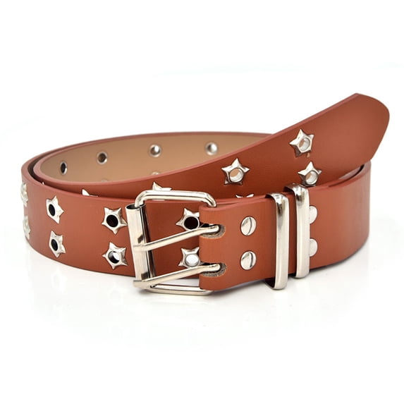 Lumistal Womens Belt Retro Fashion Wide Waist Double Breasted Eyelet Leather Belt for Women Leather Waist Belt Everyday Casual Belt Cool Decorative Pants Belt Streetwear Hip-Hop Staly Brown One Size