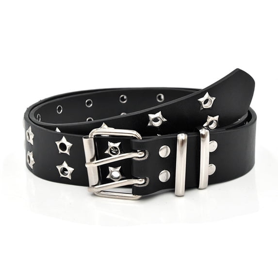 Lumistal Womens Belt Retro Fashion Wide Waist Double Breasted Eyelet Leather Belt for Women Leather Waist Belt Everyday Casual Belt Cool Decorative Pants Belt Streetwear Hip-Hop Staly Black One Size