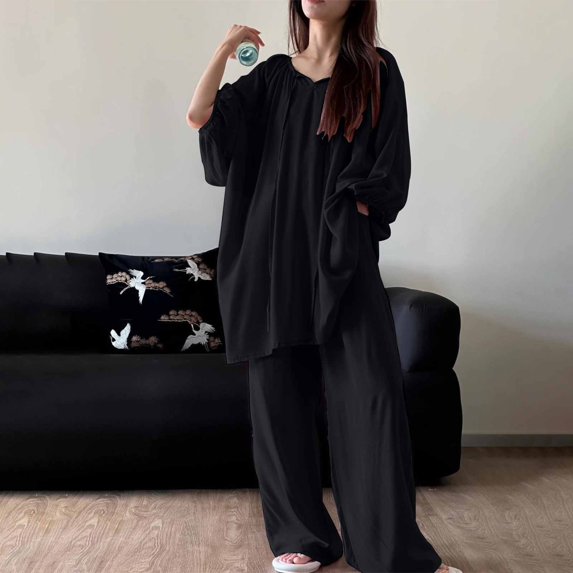 Lumistal Womens Pajama Sets Casual Oversized Tshirt and Pant Home Wear Daily Comfort Breathable Thin Soft Pajamas Set Skin Friendly Women's Sleepwear XL