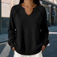 thumbnail image 1 of Lumistal Womens Sweatshirt Long Sleeve V Neck Lace Loose Fit Fall Pullover Tops Sweatshirts for Women Trendy Lightweight Tunic Top Spring Fall Outfits Black M, 1 of 6