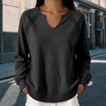 thumbnail image 1 of Lumistal Womens Sweatshirt Long Sleeve V Neck Lace Loose Fit Fall Pullover Tops Sweatshirts for Women Trendy Lightweight Tunic Top Spring Fall Outfits Dark Gray L, 1 of 6