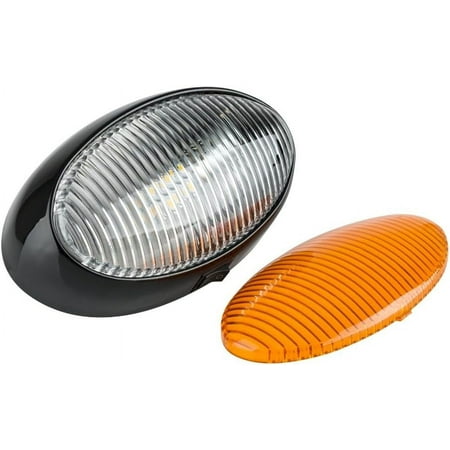 Lumitronics 12-Volt LED Oval RV Porch Exterior Light with Switch, RV Parts and Accessories, Black