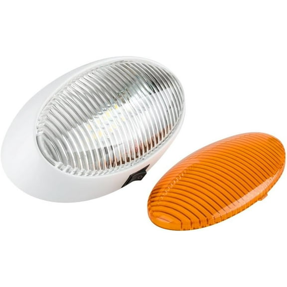 Lumitronics 12-Volt LED Oval RV Porch Exterior Light with Switch, RV Parts and Accessories, White