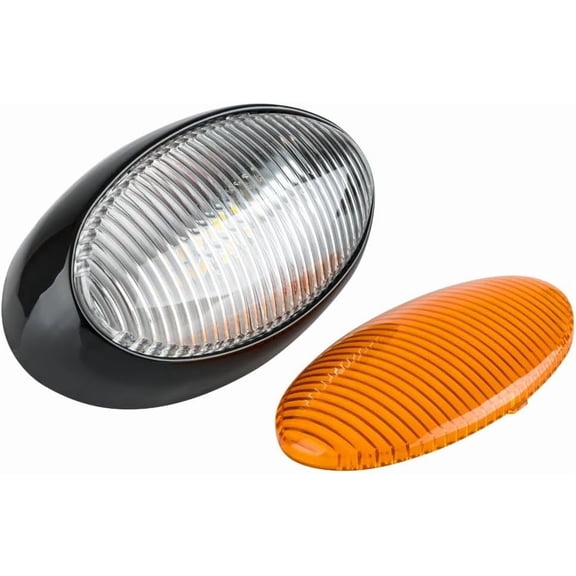 Lumitronics 37102 12V LED Oval Porch Utility Light, Black No Switch LED, Clear & Amber Lenses