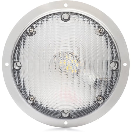 Lumitronics 7” Round Surface Mount RV Porch Scare Light RV LED Lights, Stainless Steel