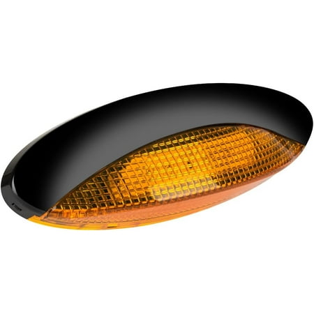 Lumitronics Amber Lens LED Euro Style RV Porch Light Camper Accessories, Black