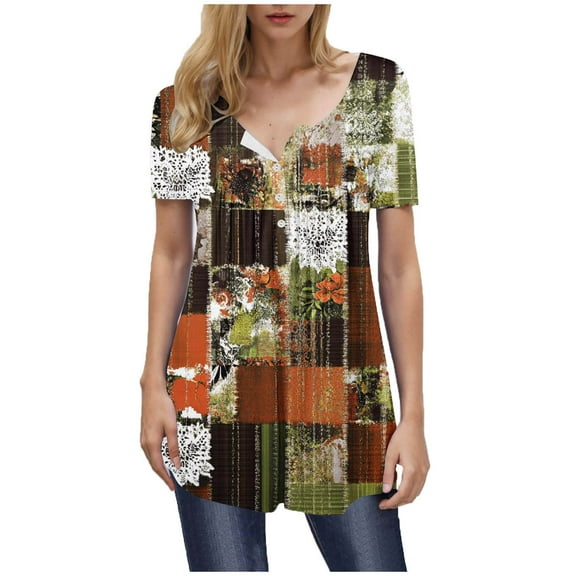 Lumivie Crop Tops For Women Loose Fit Fitted Tshirts Shirts For Women Cotton Work Blouses For Women Office Short Sleeve Cotton T-Shirts Women