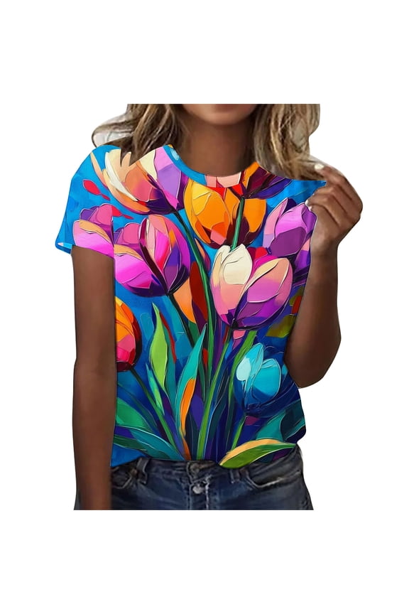 Crop Tops For Women With Sleeves Tshirts Shirts For Women Plus Size Multi Pack Peasant Blouses For Women Plus Size Short Sleeve Womens T Shirts Graphic Farm