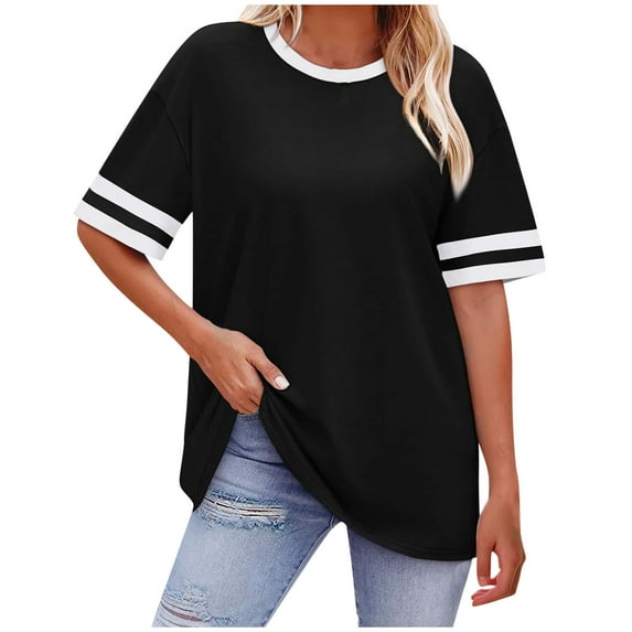 Lumivie Cute Tops For Women Summer Break Baseball Tshirts Shirts For Women V-Neck Blouses For Women Business Plus Size T Shirts For Women V Neck