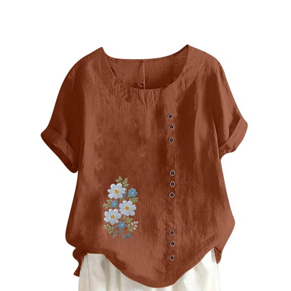 Lumivie Plus Size Tops For Women 4X-5X Tshirts Shirts For Women Cotton Red Blouses For Women Dressy Casual Women'S T Shirts Graphic