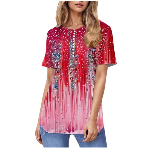 Lumivie Plus Size Tops For Women 4X-5X Yellow Graphic Tshirts Shirts For Women Short Sleeve Blouses For Women Cotton Women'S T Shirts Xl