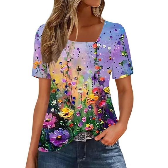 Lumivie Summer Tops For Women Cotton Knit Workout Tshirts Shirts For Women Loose Fit Blouse Plus Size Women Dressy T Shirts For Women Pack Crew