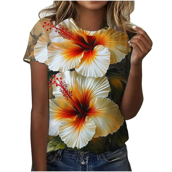 Lumivie Summer Tops For Women 2025 Vacation Plus Size Dressy Tshirts Shirts For Women Loose Fit Peasant Blouses For Women 70S Oversized Gym Shirts For Women
