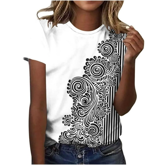 Lumivie Summer Tops For Women 2025 Vacation Plus Size Workout Tshirts Shirts For Women Plus Size Ladies Tops And Blouses Petite Size Workout Shirts Women Plus Size 5X