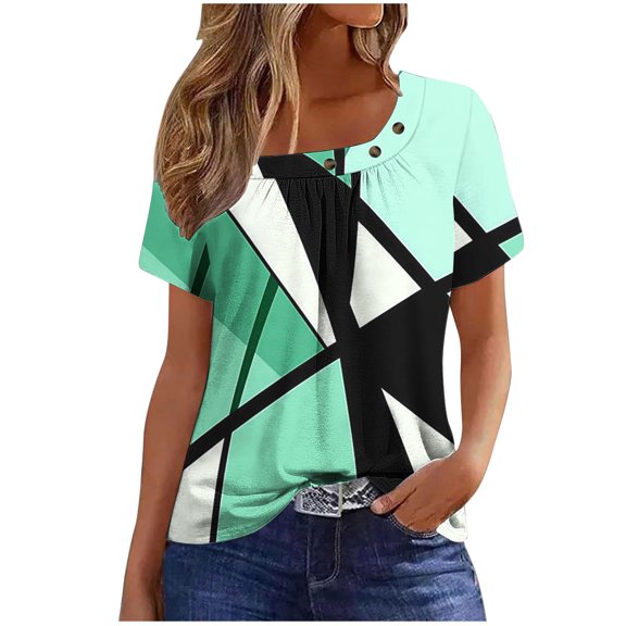 Lumivie Summer Tops For Women Cotton Blend Graphic Tshirts Shirts For Women Trendy Women Blouses Casual Short Sleeve White T Shirts For Women Fitted Cotton