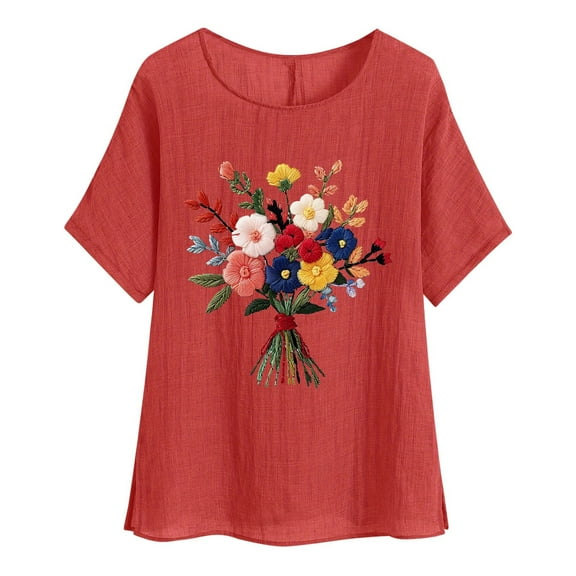 Lumivie Summer Tops For Women Plus Size Flowy Funny Tshirts Shirts For Women For Vacation Blouses For Women Plus Size Women'S Plus Size Cotton T Shirts