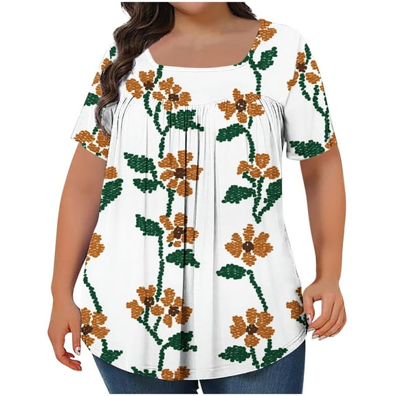 Lumivie Summer Workout Tank Tops For Women 2025 Funny Tshirts Shirts For Women Clean Plus Size Blouses For Women 3X Boho Womens T Shirts Loose Fit Graphic