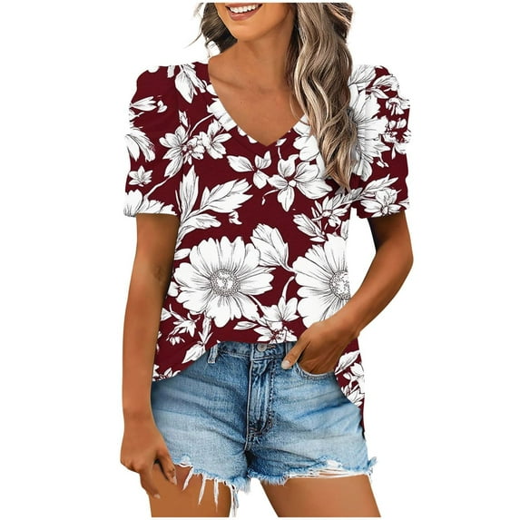 Lumivie Tops For Women Trendy Summer V Neck Fitted Tshirts For Women White Blouses For Women Dressy Cotton T Shirts Women Loose Fit