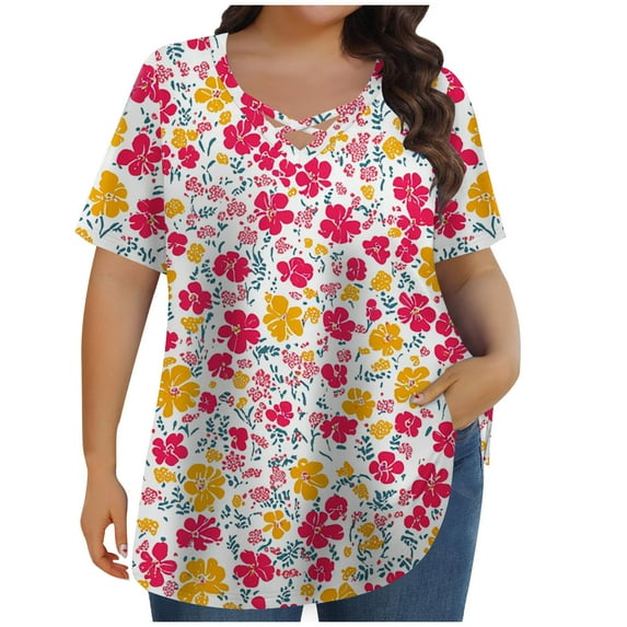 Lumivie Women'S Tops Plus Size 4X Tshirts Shirts For Women Pack Loose Fit White Blouses For Women Dressy Womens V Neck T Shirts