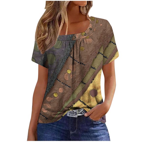 Lumivie Womens Summer Tops Dressy Casual Boho Vneck Tshirts Shirts For Women Multi Pack Womens Blouses Casual T Shirts For Women Trendy Plus Size