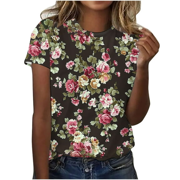 Lumivie Womens Summer Tops With Short Sleeves Tshirts Shirts For Women V-Neck T-Shirts Womens Blouses Short Sleeve Dressy T Shirts For Women Plus Size Loose Fit