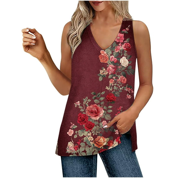 Lumivie Womens Tank Tops Cotton Fitted Tshirts Shirts For Women Graphic Plus Size Blouses For Women Sleeveless Womens Graphic T Shirts Vintage Western