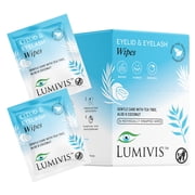 Lumivis Tea Tree Oil Eyelid Wipes - Hypoallergenic, Makeup Removal, Refreshing, Soothe, Revitalize, 36 Individually Wrapped