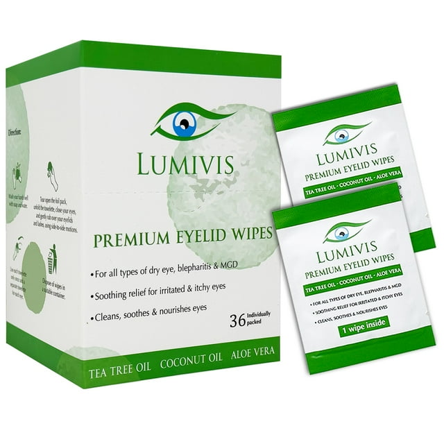 Lumivis Eyelid & Eyelash Wipes with Tea Tree Oil 36 Pcs Daily Eye