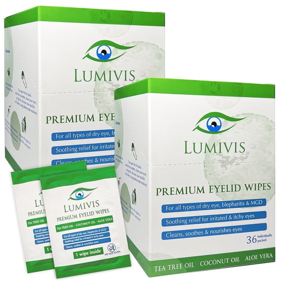 Lumivis Tea Tree Oil Eyelid Wipes – Gentle Daily Eye Care, 72 Count
